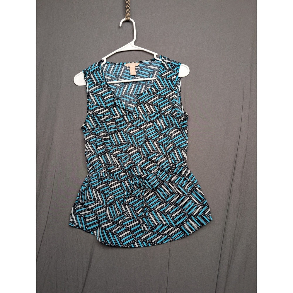 banana republic xs top geometric Tie Waist Sleeveless Blouse‎ Top